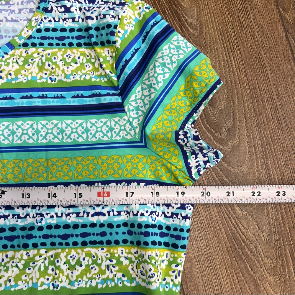 Lands End Colorful Nylon Blend T Shirt Dress Size Medium Swim Vacation Beach - Picture 8 of 11